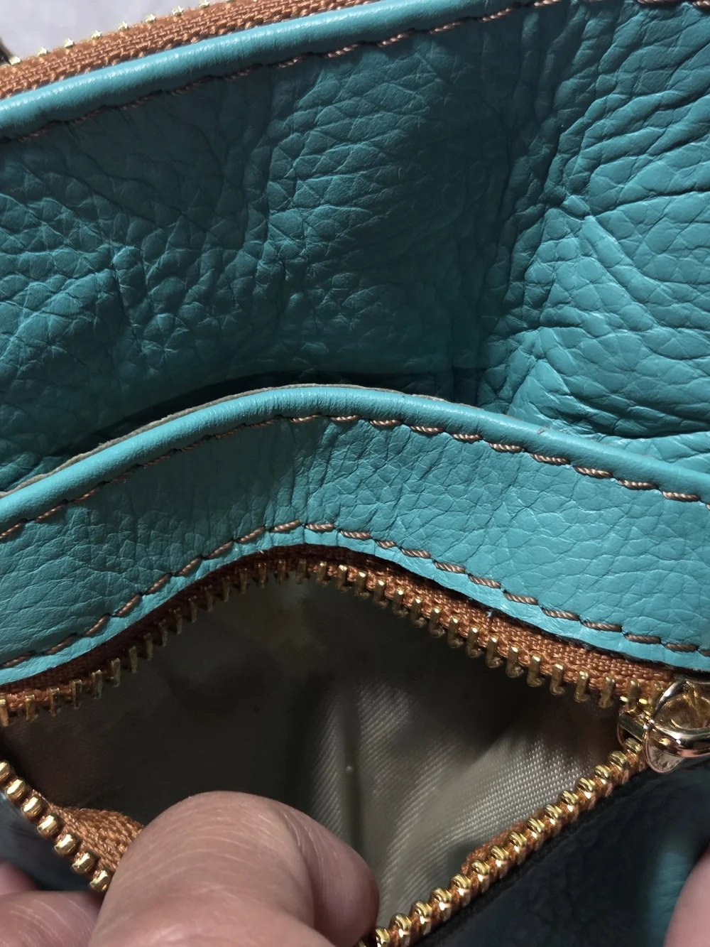 Vera Pelle Turquoise Genuine Leather Crossbody Pouch Made In Italy - Picture 5 of 7